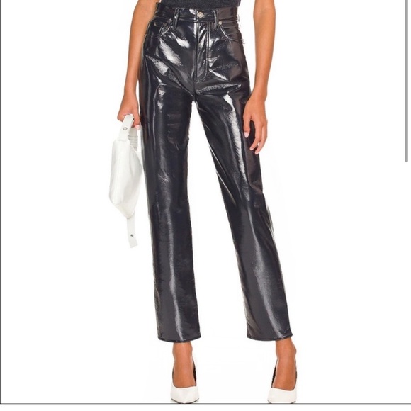 Agolde Leather Pants - Recycled Leather 90's Pinch Waist NEW size 33 - Picture 2 of 6